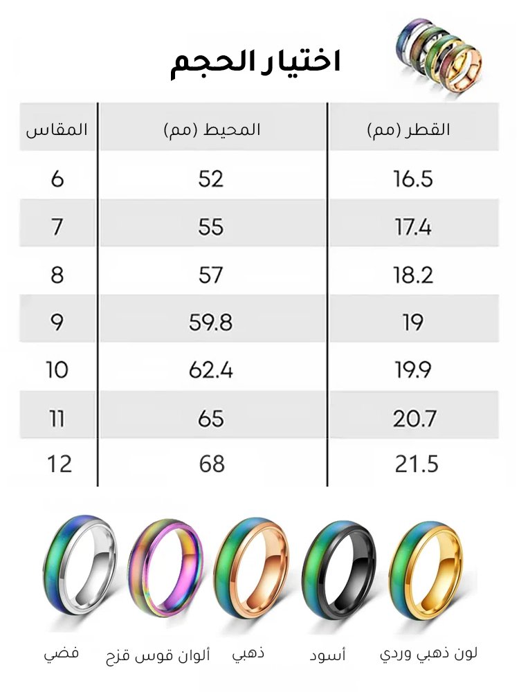 خاتم ثيرموكروميك لتخفيف الضغط وفقدان الوزن 