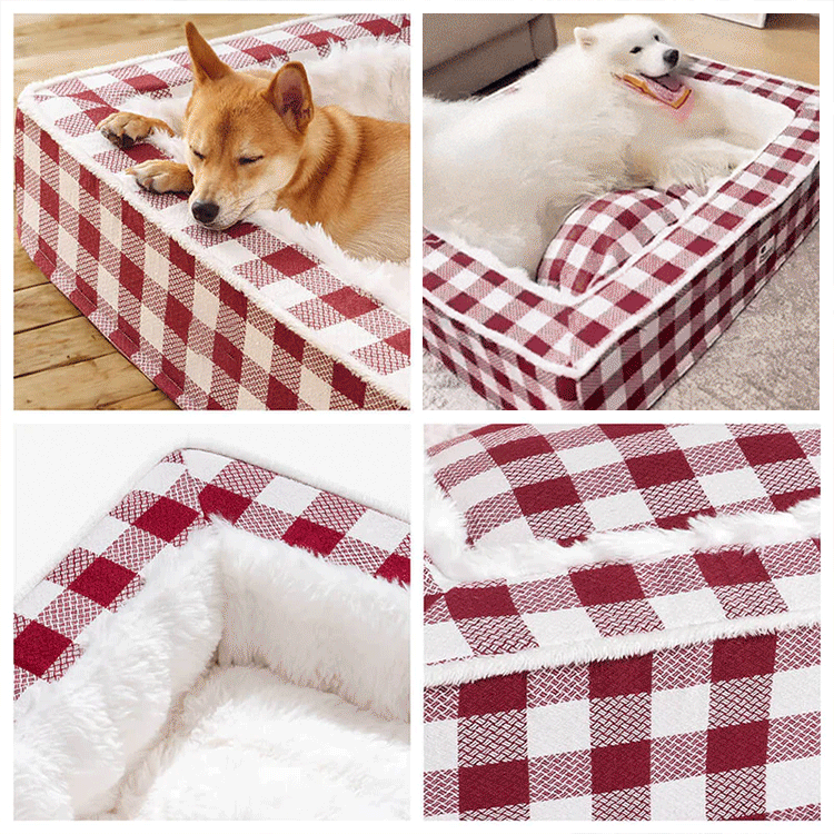 Classic Plaid Comfortable Calming Dog Bed