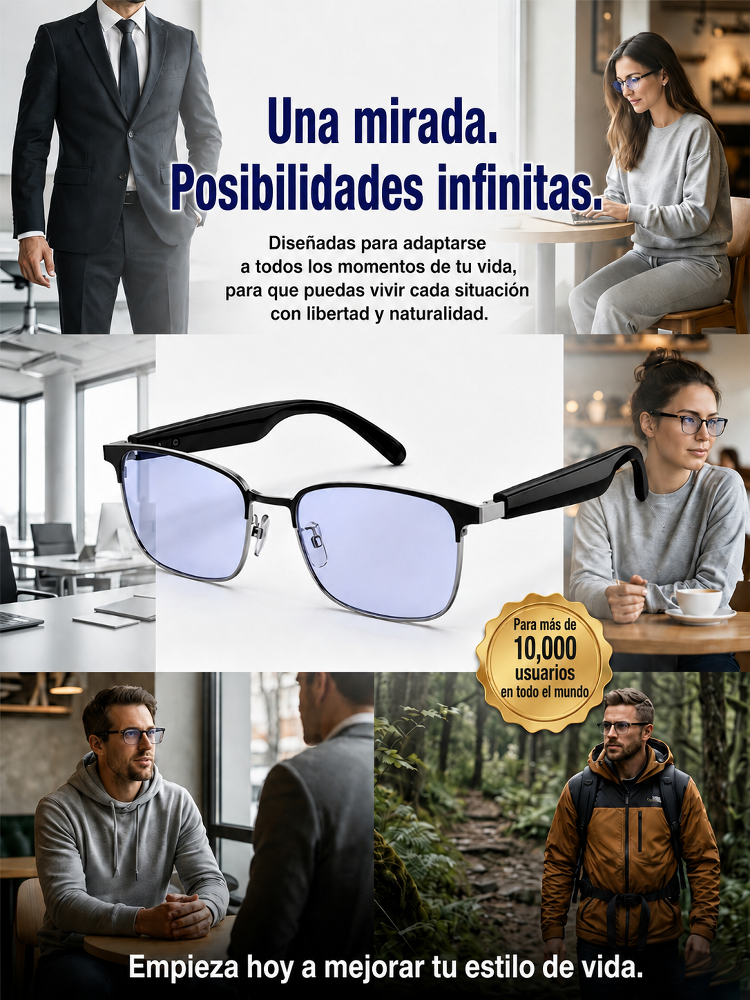 Gafas inteligentes AI con cambio de color control táctil y por voz