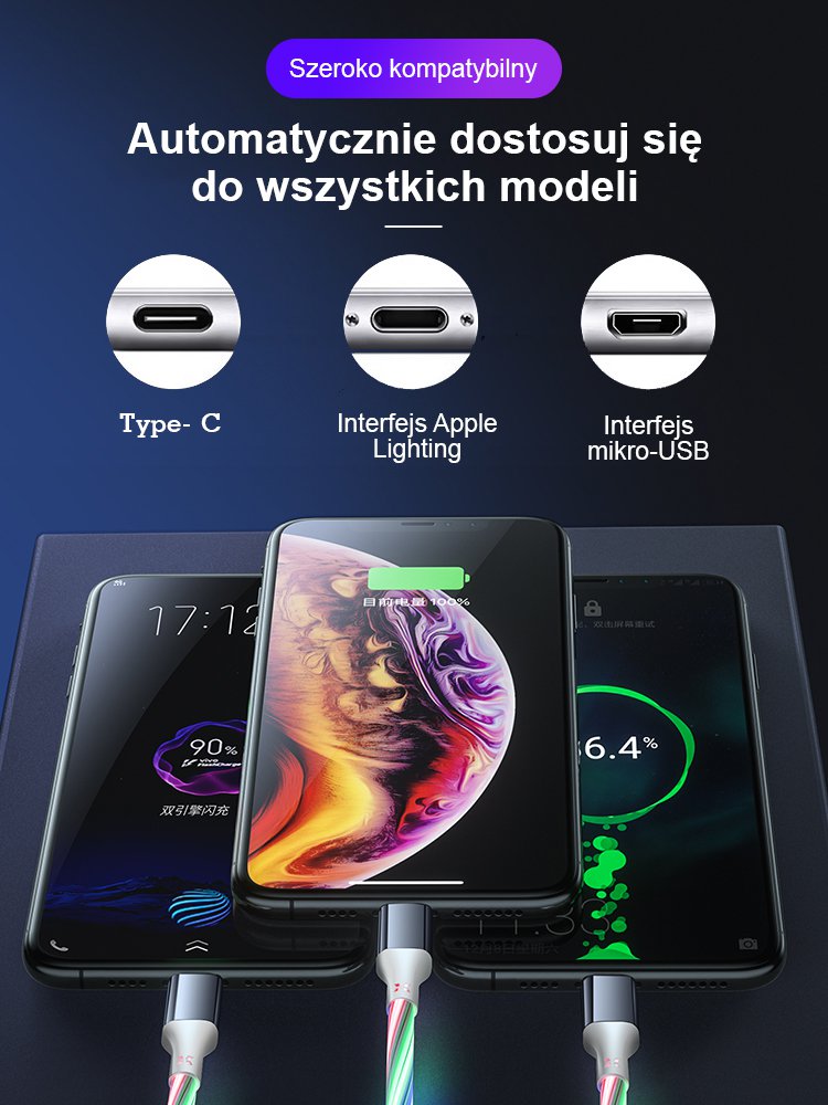 Magnetyczny kabel do transmisji danych Magic Flow 3 w 1