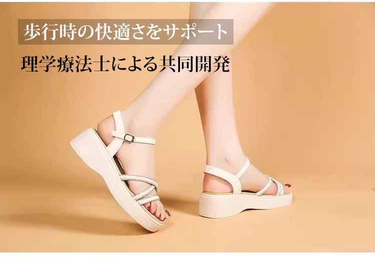 レディース用厚底ストラップサンダル着用イメージ