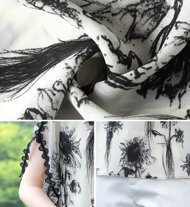 프린트 윙 블라우스