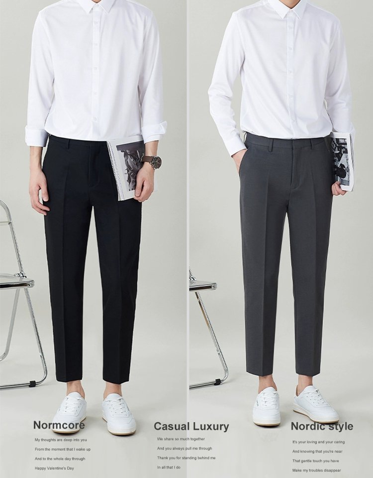 넌 아이언 및 링클프리 9부 정장 바지