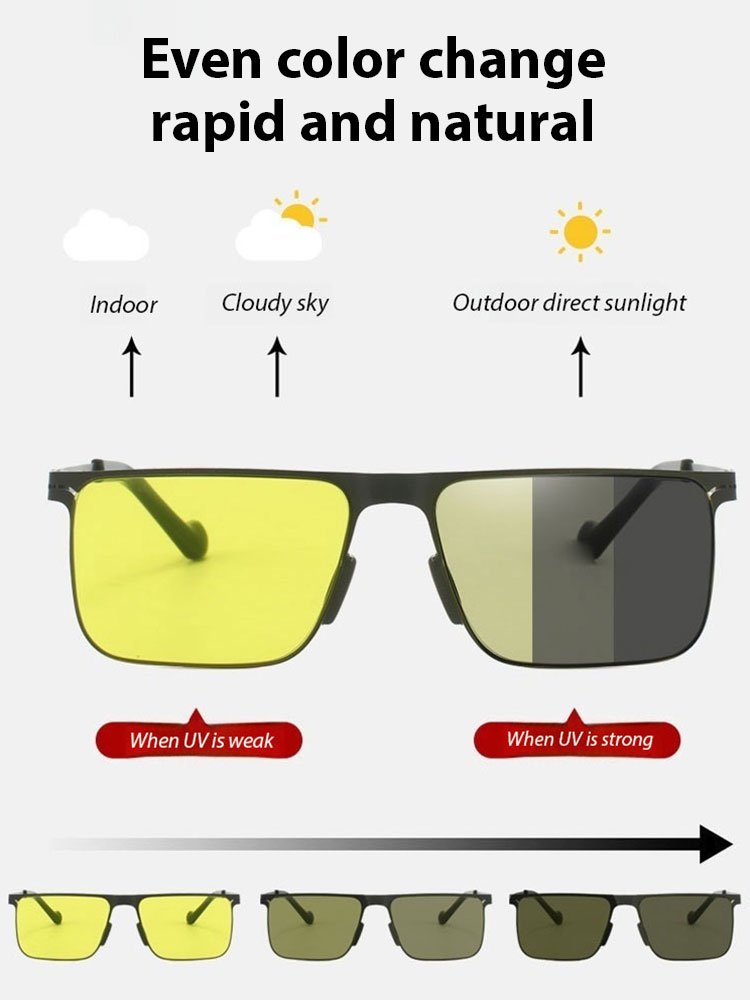 Stainless Steel Nylon Square Color Changing Glasses