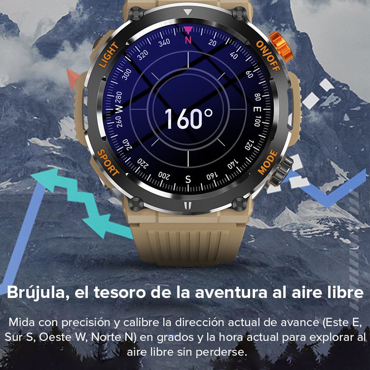 【Con luz LED incorporada】 Reloj inteligente todopoderoso para exteriores con llamada Bluetooth