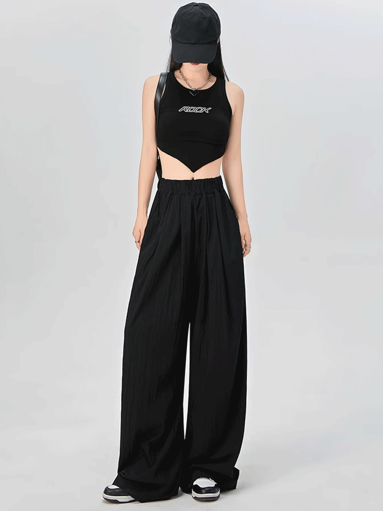 細見えドレープワイドパンツ