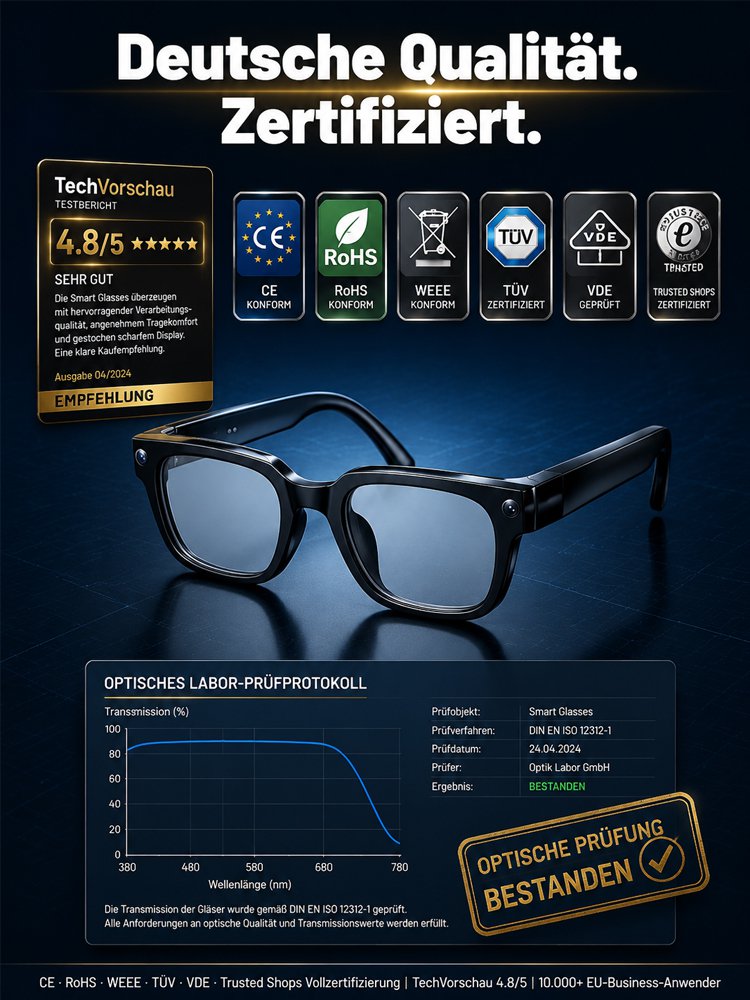 AI Übersetzungs-Smartbrille mit 8MP Kamera, Farbwechsel und Telefonfunktion