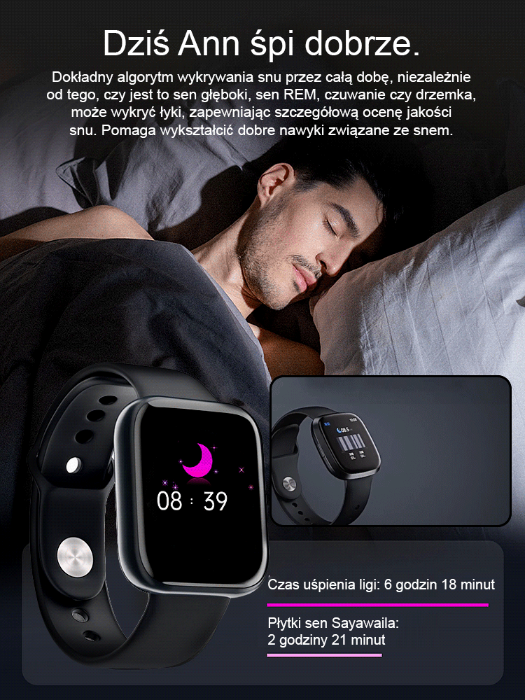 Inteligentna opaska sportowa z pomiarem tętna Bluetooth