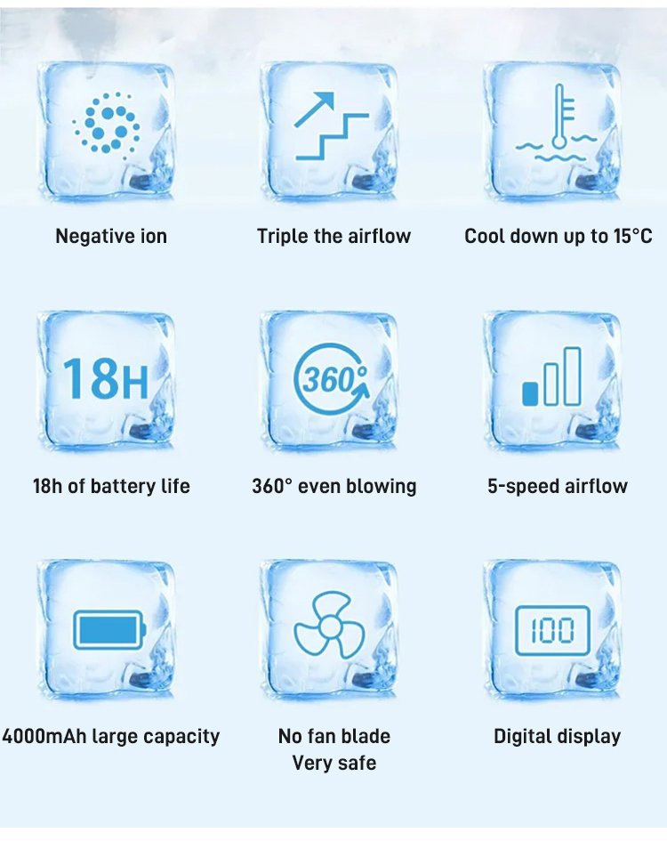 Close-up of wearable neck fan design