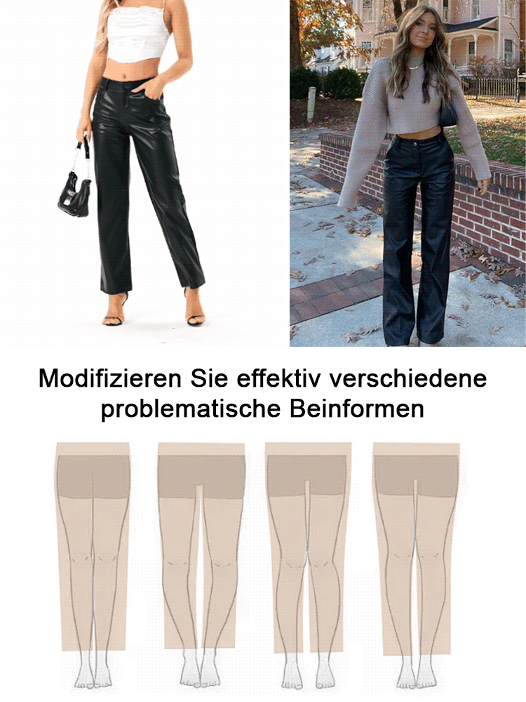 Klassische, vielseitige, schlankmachende Lederhose mit weitem Bein 