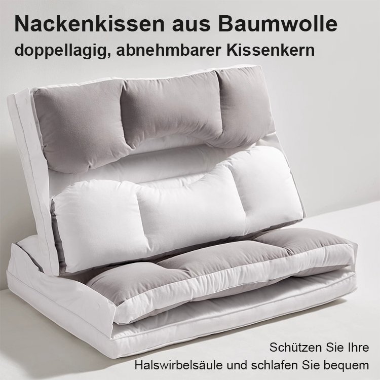 Vollbaumwoll-Nackenstützkissen Pro mit abnehmbaren Doppel-Kissenkern