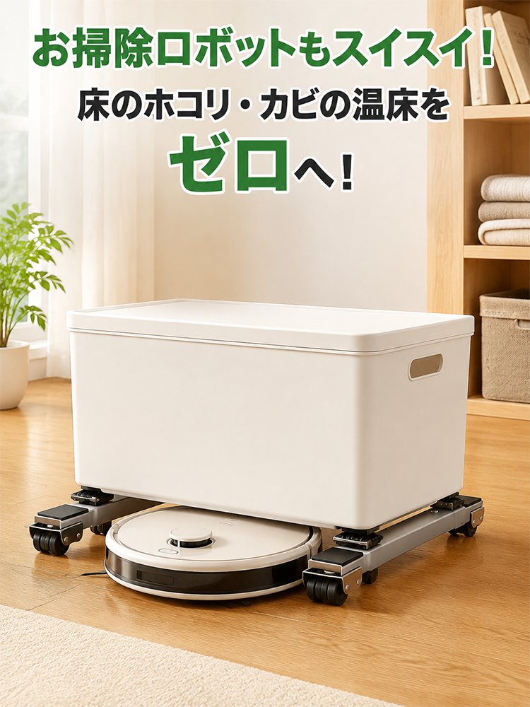 スムーズ移動 冷蔵庫収納棚キャスター