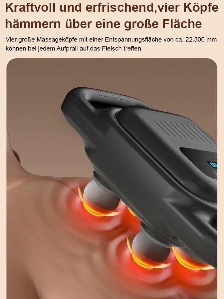 Schnurlose 4-Kopf-Hochfrequenz-Vibrationspistole für Faszien