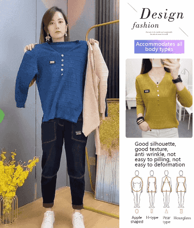 V-neck pullover knitted bottoming shirt