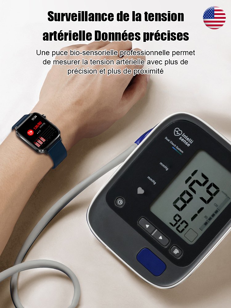 Détection de la glycémie et de l'oxygène dans le sang montre intelligente