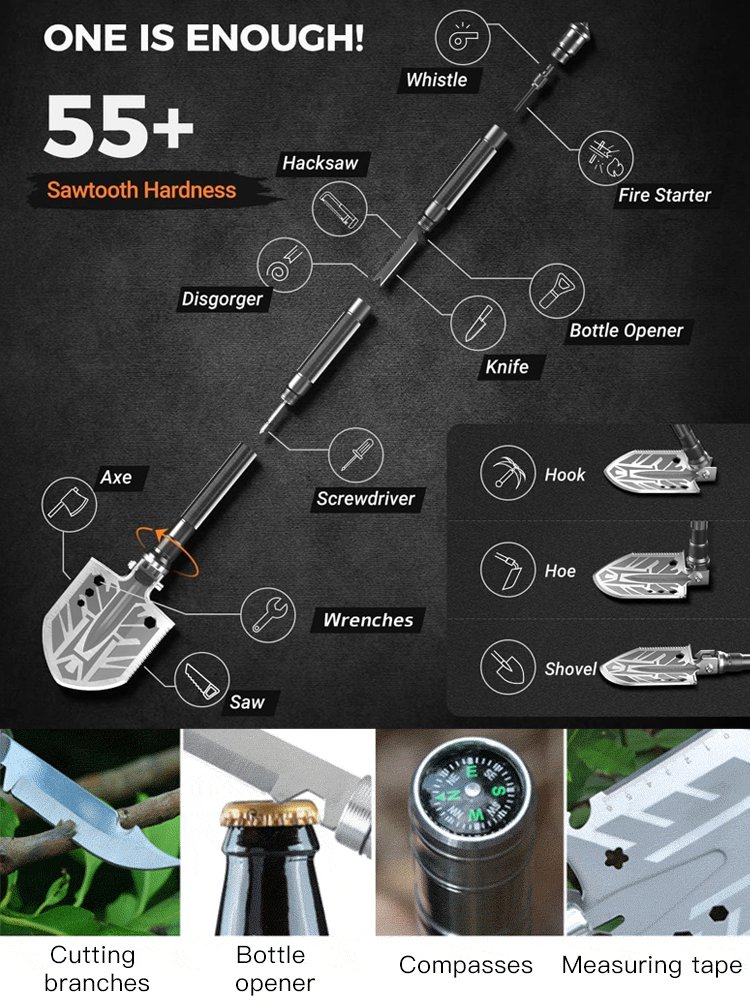 German craftsmanship 28 in 1 outdoor household multi-purpose tool shovel