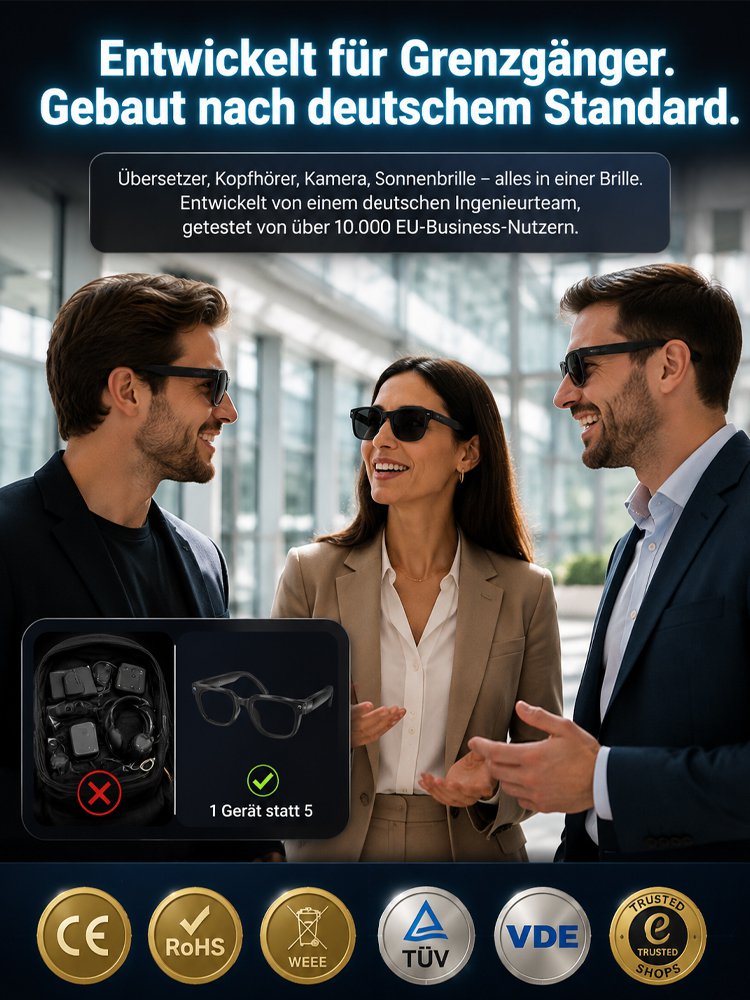 AI Übersetzungs-Smartbrille mit 8MP Kamera, Farbwechsel und Telefonfunktion