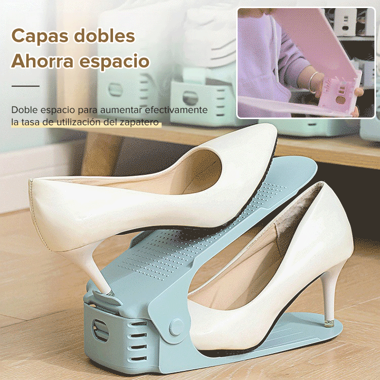 Estante para almacenamiento de zapatos ajustable de doble capa