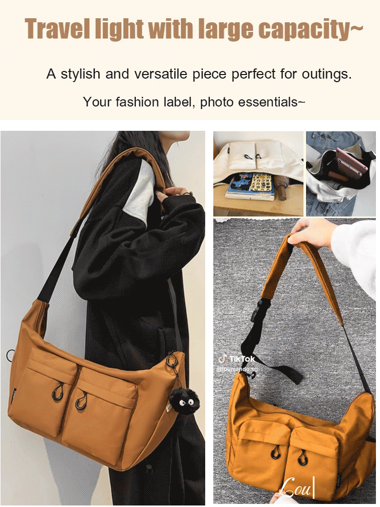 Korean style large capacity messenger canvas bag