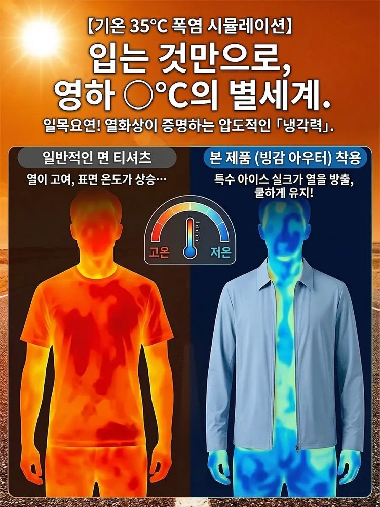아이스 실크 소재의 고탄력, 주름 방지, 자외선 차단 재킷