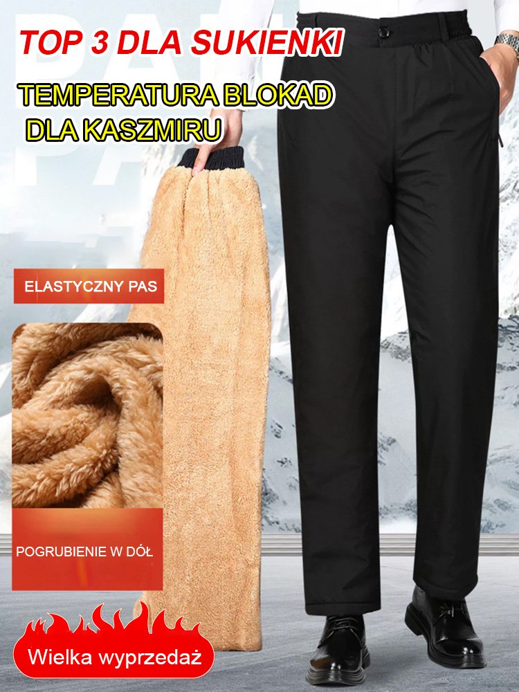 Grube, ciepłe spodnie męskie z aksamitem