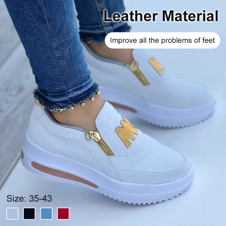 Side zipper solid color muffin shoes