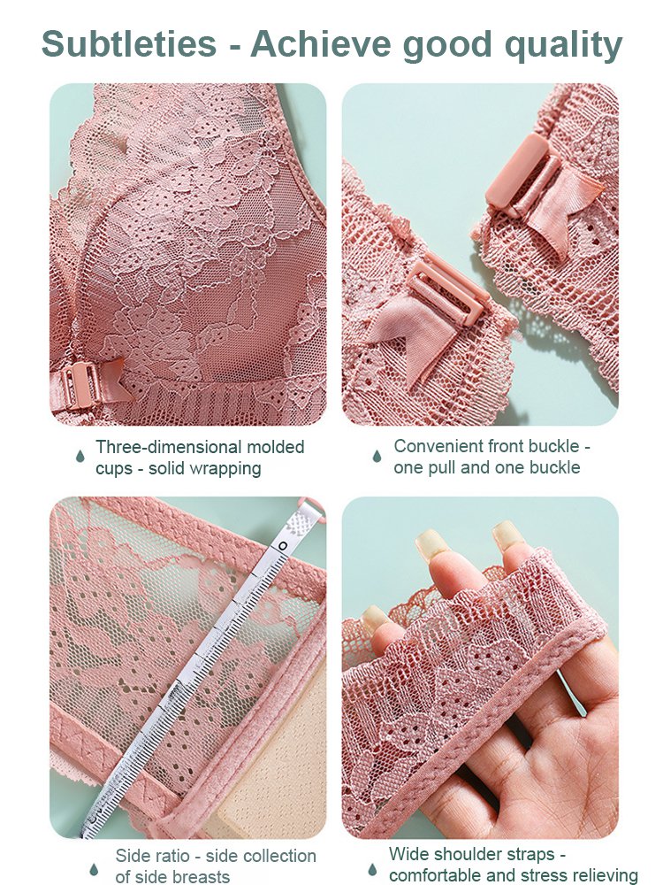 [One button push-up saves small breasts] Wireless lace push-up bra