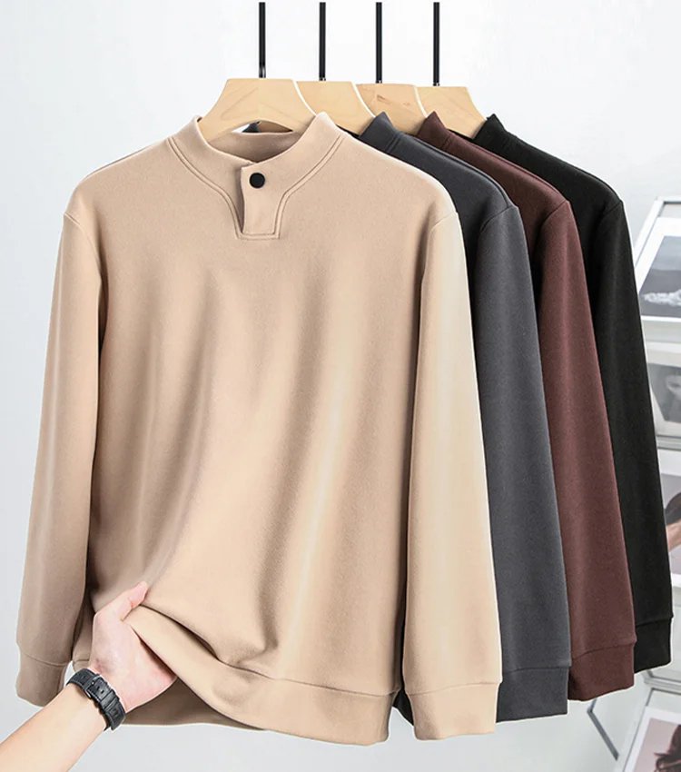 เสื้อกันหนาวผ้าเดอโรสองด้านเรียบง่ายของผู้ชาย