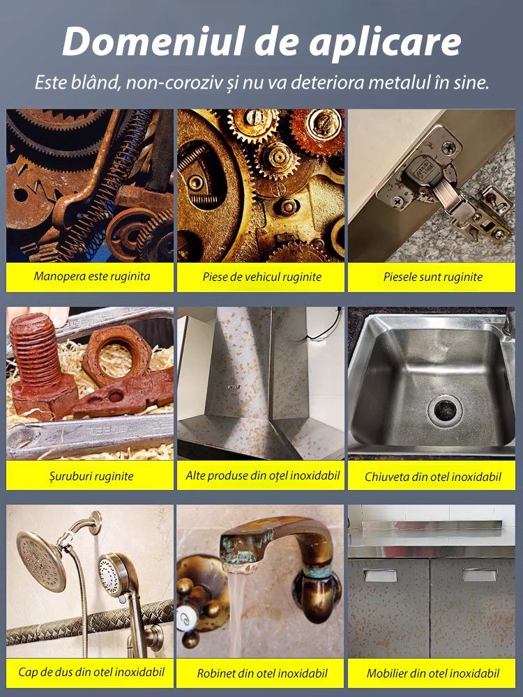 【Îndepărtare rapidă a ruginei】Agent puternic de îndepărtare a ruginei de pe oțel