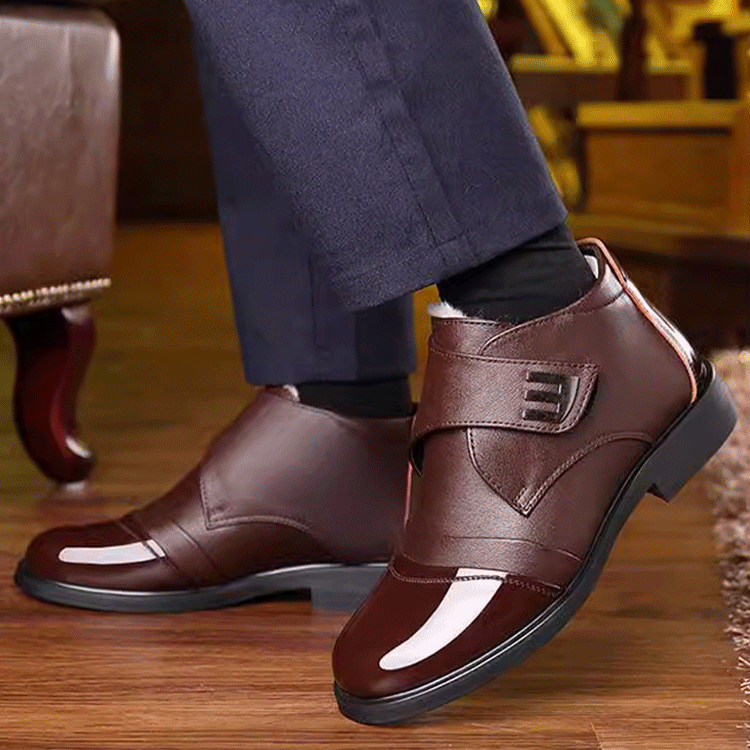 メンズ裏起毛本革シューズ