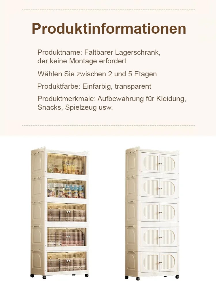 Frei installierbarer, zusammenklappbarer Lagerschrank