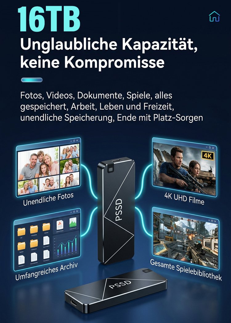 Schnelle und stabile tragbare Mini-Festplatte mit hoher Kapazität