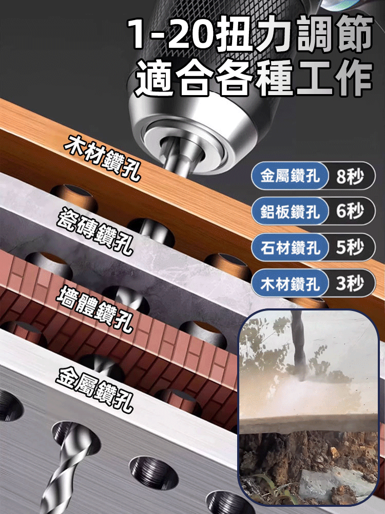 【升級敲擊款】無刷手電筒衝擊鑽