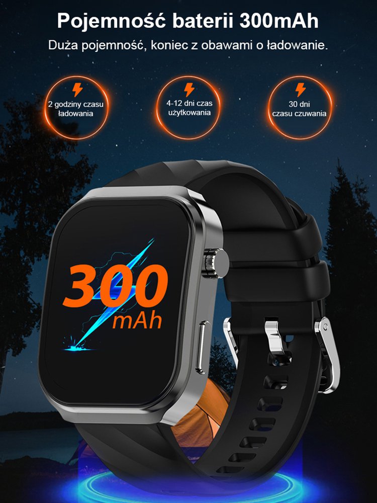 【Nieinwazyjny pomiar poziomu glukozy we krwi】Inteligentny zegarek monitorujący ciśnienie krwi, pozio