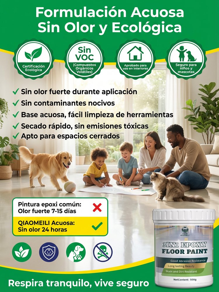 Pintura de piso resistente al desgaste, manchas y antideslizante, aplicación única, a base de agua