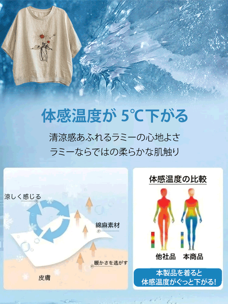 レディースリネン半袖Ｔシャツ