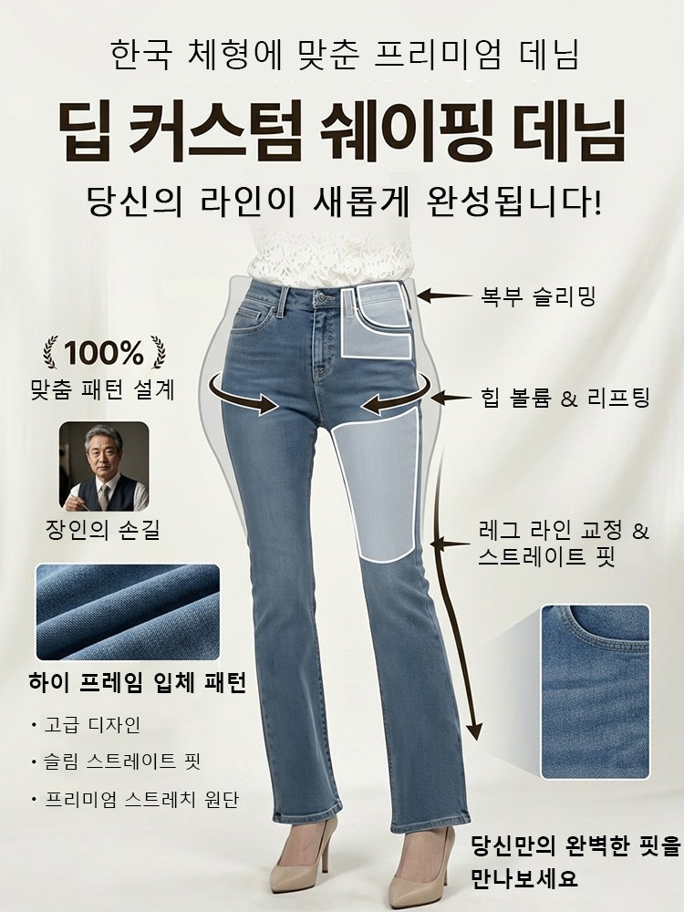 【체형에 맞춘 핏】하이웨이스트 스트레이트 핏 여성 데님 팬츠