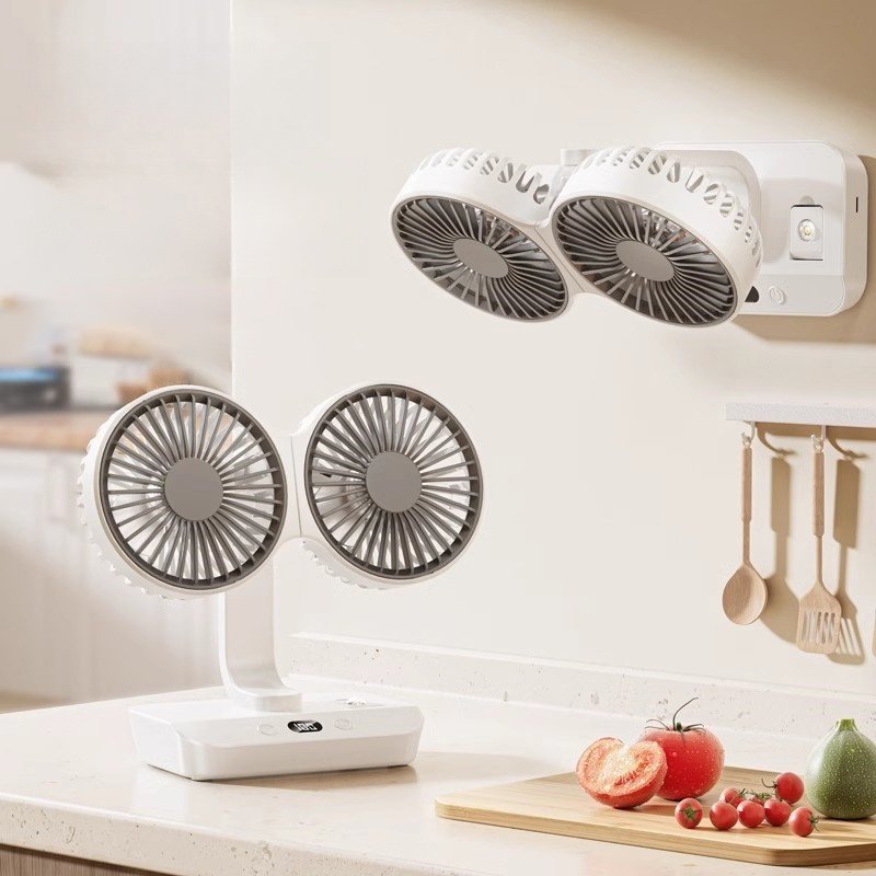 Doppelt geräuschreduzierter, multifunktionaler Doppelkopf-Ventilator