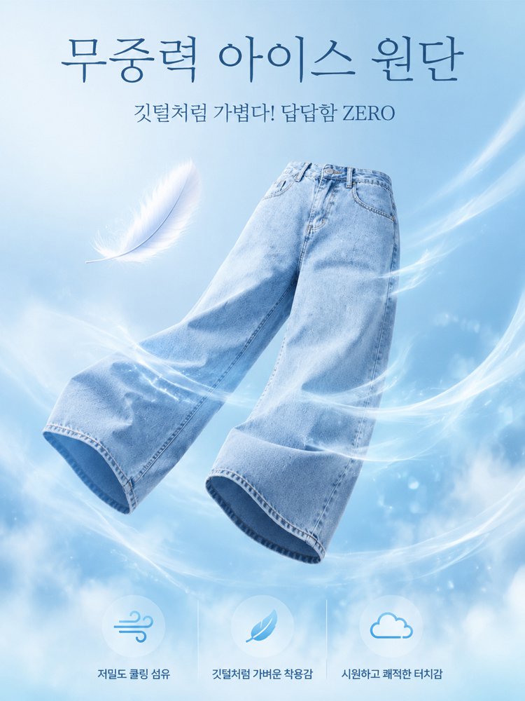 다채로운 컬러 선택 쿨링 저밀도 데님 팬츠