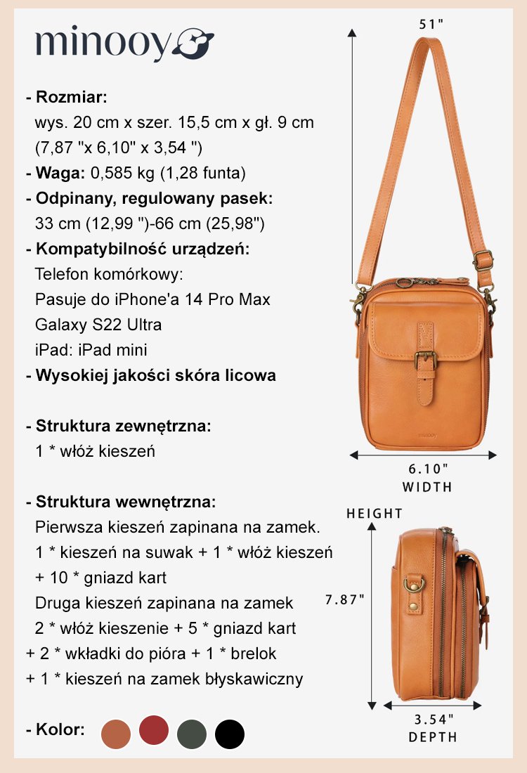 Vintage dwuwarstwowa torebka listonoszka o dużej pojemności