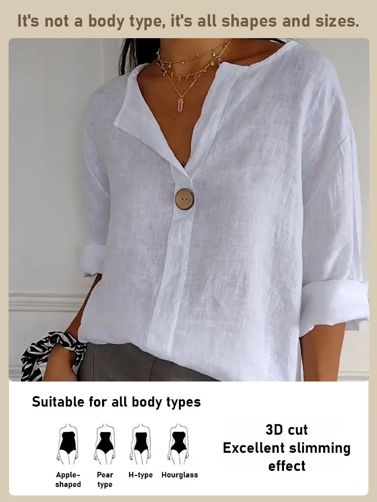 V-neck Cotton and Linen Comfortable Top