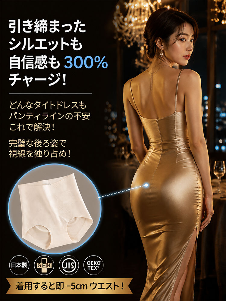 【X型シェイプ腹巻きで美しいウエストを作る】ハイウエストファンデーションシームレスショーツ