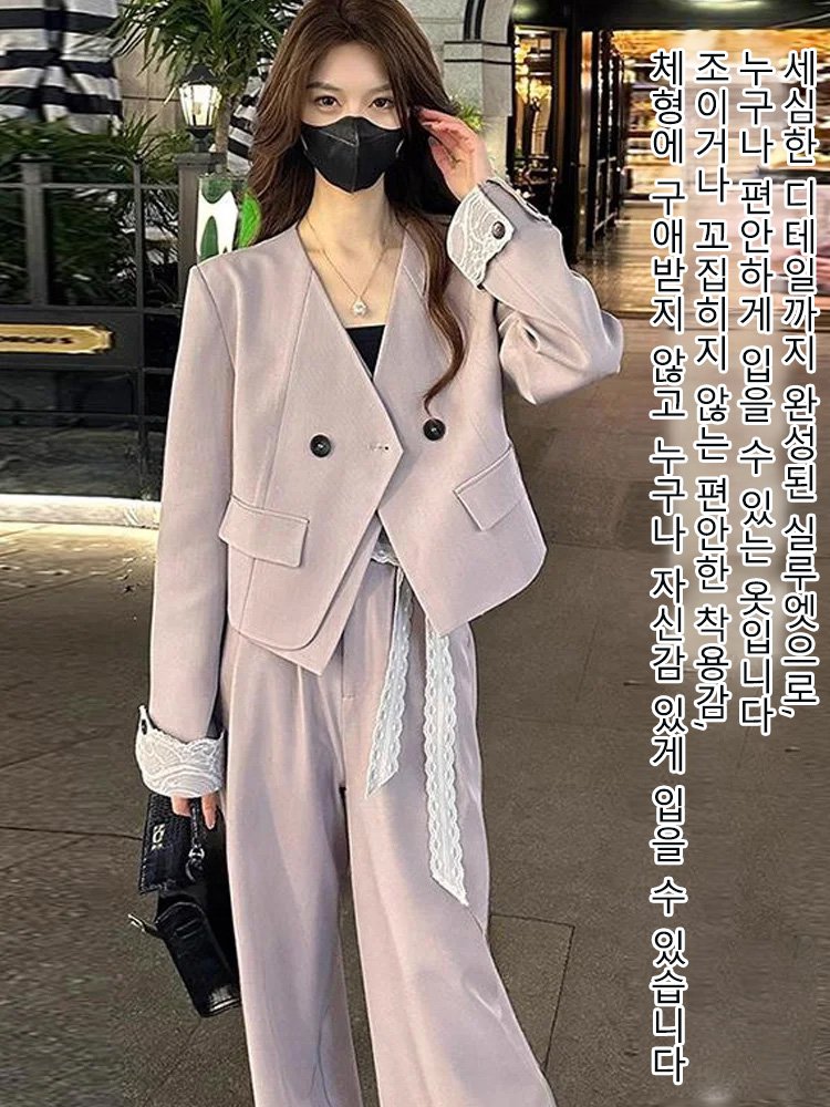 디자인 감성의 여성용 페이크 투피스 정장 세트