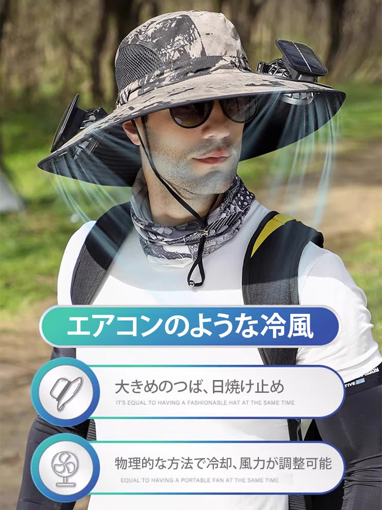 ソーラー扇風機付き日よけ帽子