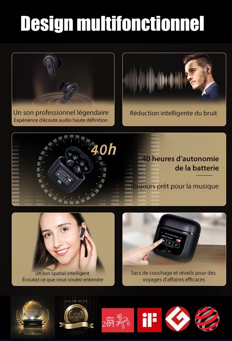 Oreillette Bluetooth à annulation de bruit entièrement intelligente