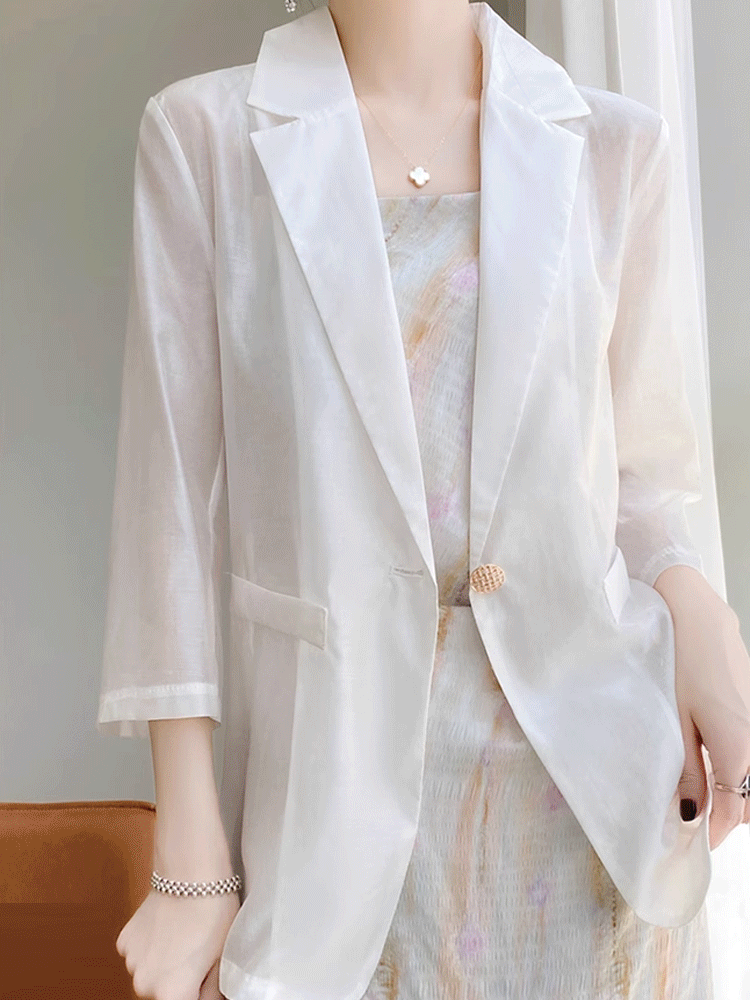 テンセル綿麻素材の日焼け止めスーツジャケット