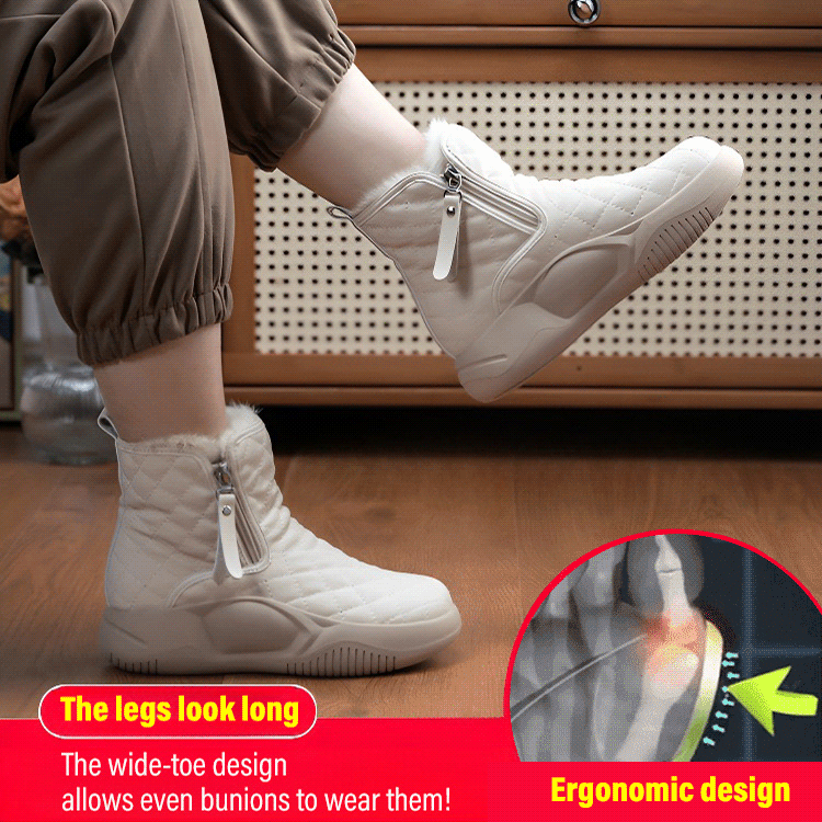 Thick-soled fur-lined anti-slip snow boots