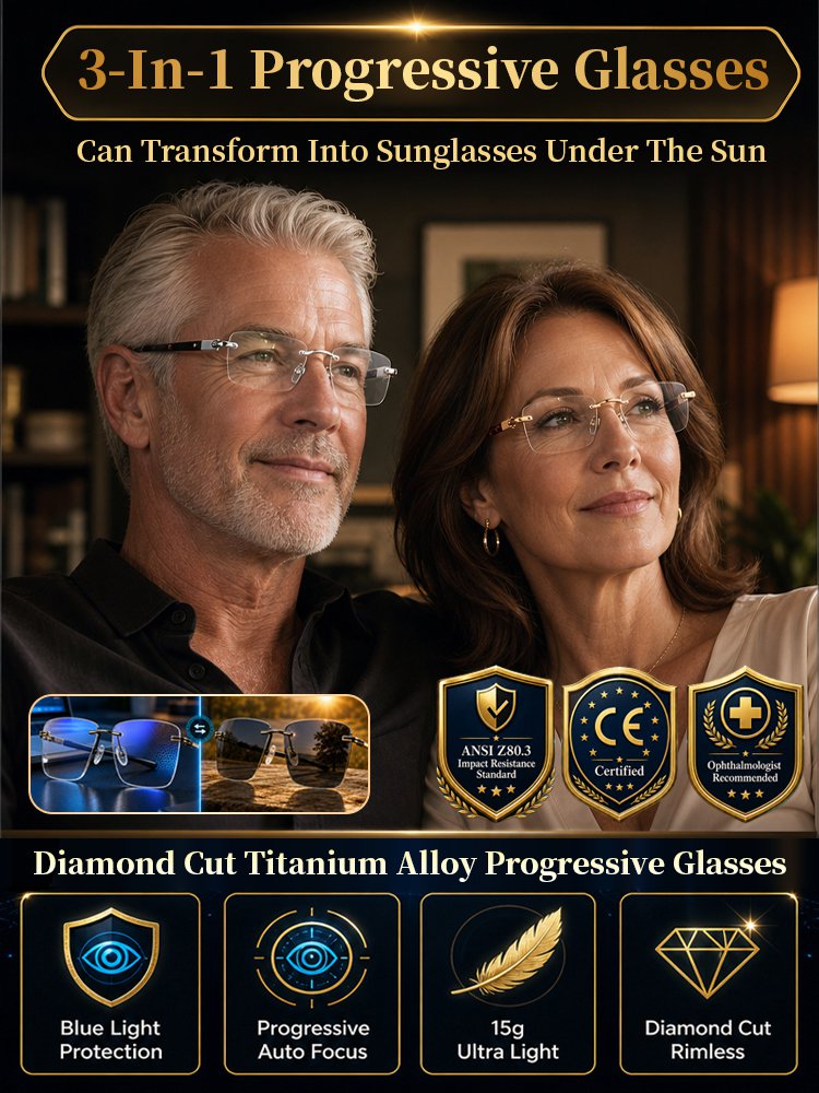 [Aerospace-grade titanium finish] Diamond-cut anti-blue light reading glasses