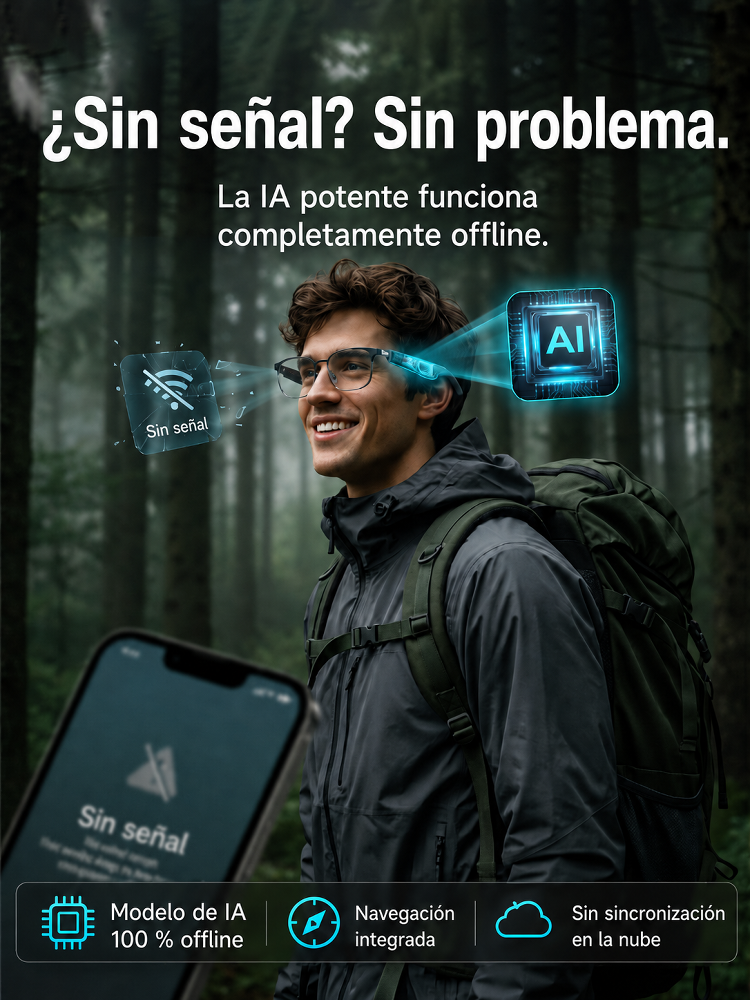 Gafas inteligentes AI con cambio de color control táctil y por voz