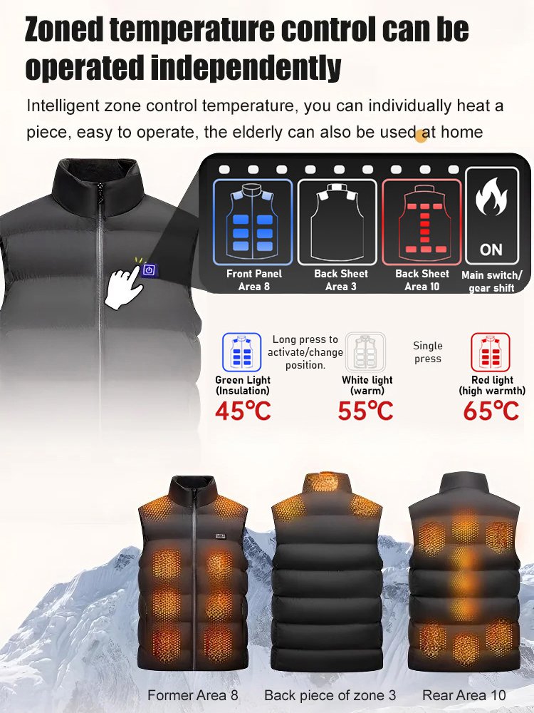 Smart heated vest, warm and comfortable.